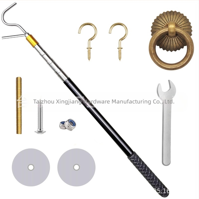 Cârlig telescopic reglabil din oțel inoxidabil; design cu mai multe secțiuni, funcționare lină și mecanism de blocare facil; utilizare universală; greutate 256 g; Star Craftsman.