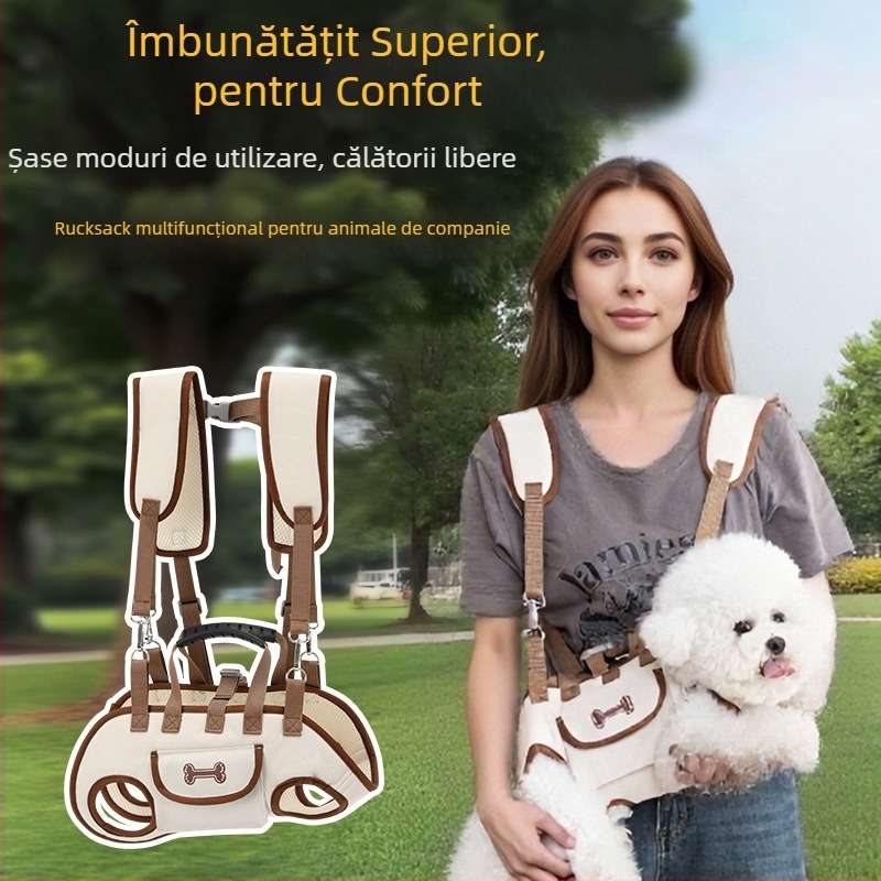 Sac de transport pentru animale de companie cu design crossbody pe piept — Material Oxford, model solid, origine Zhejiang, geantă pentru animale de companie