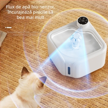 Fântână de apă wireless pentru animale de companie – CW-02, Ciclu senzor, Design detașabil, Greutate 896 g, Potrivit pentru câini și pisici, Include filtru