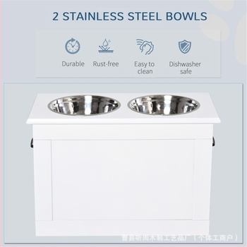 Utensil de hrănire din lemn pentru pisici și câini – Tingyu, accesoriu pentru hrănire animale de companie, material lemn, design cu picioare înalte pentru susținerea gâtului