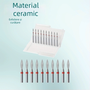 Cap de șlefuit unghii cu diamant și nisip – set de 10 piese, pre-tratament în stil rus