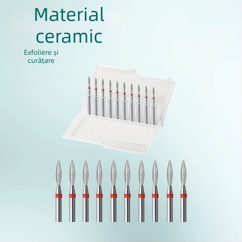 Cap de șlefuit unghii cu diamant și nisip – set de 10 piese, pre-tratament în stil rus