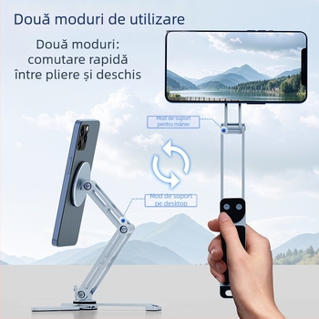 Suport de birou pentru telefoane și tablete, din aliaj de aluminiu, pliabil, pentru selfie și streaming live, cod x01