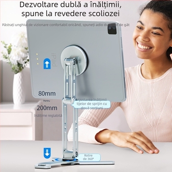 Suport de birou pentru telefoane și tablete, din aliaj de aluminiu, pliabil, pentru selfie și streaming live, cod x01