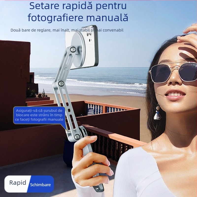 Suport de birou pentru telefoane și tablete, din aliaj de aluminiu, pliabil, pentru selfie și streaming live, cod x01