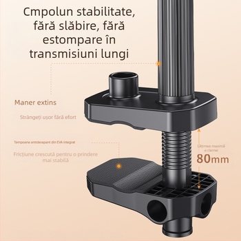 Suport pentru telefon cu iluminare LED pentru filmări de sus pe birou și streaming; înregistrare mâncare și bijuterii; universal pentru telefoane; model F1a; aliaj de aluminiu