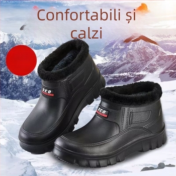 Pantofi de iarnă impermeabili, slip-on, cu căptușeală fleece, unisex, EVA pentru partea superioară și talpă