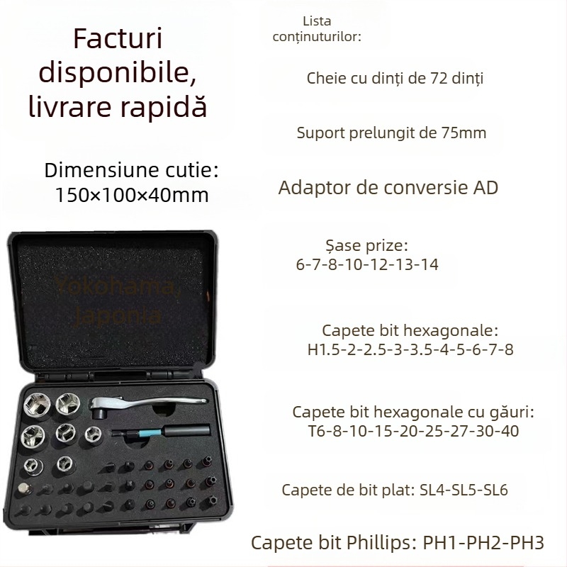 Set șurubelnițe ratchet 24-în-1 pentru uz casnic, biti din oțel S2, magnetice și izolate, Cross/Slotted/Torx/Hex