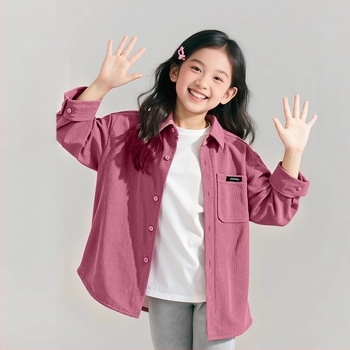 Cămașă pentru fete din corduroy, mâneci lungi, guler Turn-down, țesătură de poliester, stil coreean, primăvară-toamnă