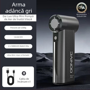 Ventilator manual cu turbină F18, baterie încorporată de 4000mAh, 4 niveluri de viteză, pală rotativă pentru praf, zgomot ≥71dB