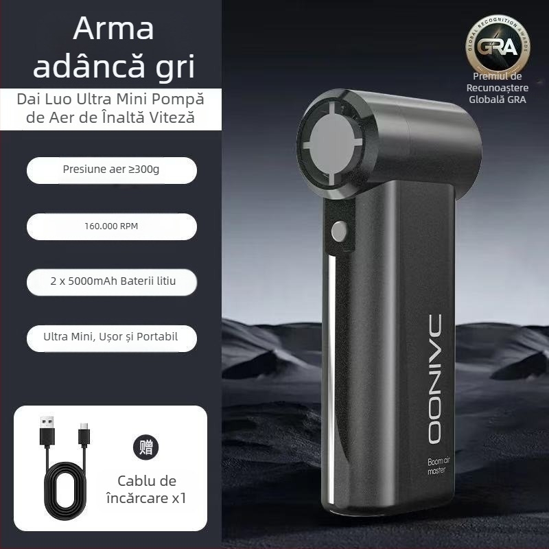 Ventilator manual cu turbină F18, baterie încorporată de 4000mAh, 4 niveluri de viteză, pală rotativă pentru praf, zgomot ≥71dB