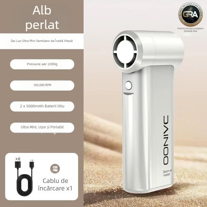 Ventilator manual cu turbină F18, baterie încorporată de 4000mAh, 4 niveluri de viteză, pală rotativă pentru praf, zgomot ≥71dB