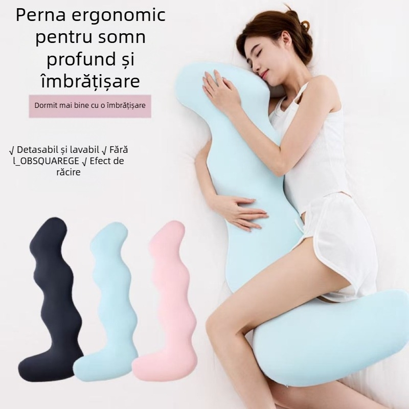 Perna de îmbrățișare pentru gravide cu umplutură Memory Cotton; material exterior 89% fibre de poliamidă + 11% spandex; stil Fresh and Cute; procesare personalizată: Da