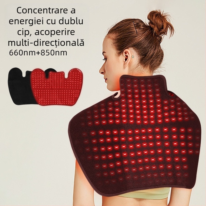 Wrap de terapie pentru umăr și gât, cu lumină roșie și terapie cu infraroșu, dispozitiv portabil pentru utilizare acasă, fără baterie încorporată, IPX0