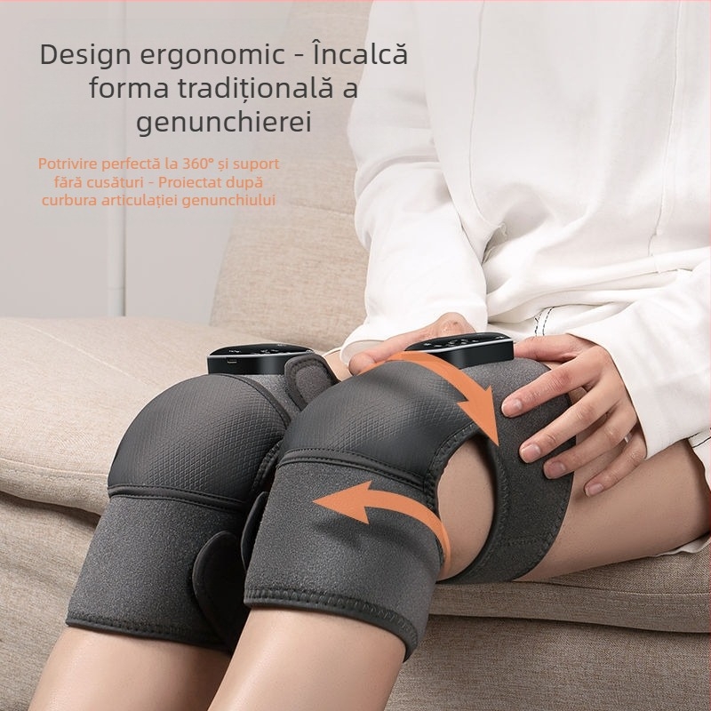 Masaj pentru genunchi cu încălzire grafen, bandaj termic, control fără fir, alimentare 5V, 45–65°C, 450 g, 3 moduri, control inteligent al temperaturii