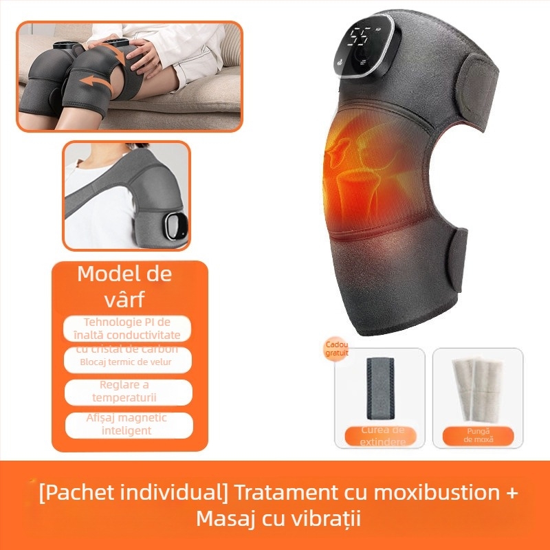 Masaj pentru genunchi cu încălzire grafen, bandaj termic, control fără fir, alimentare 5V, 45–65°C, 450 g, 3 moduri, control inteligent al temperaturii