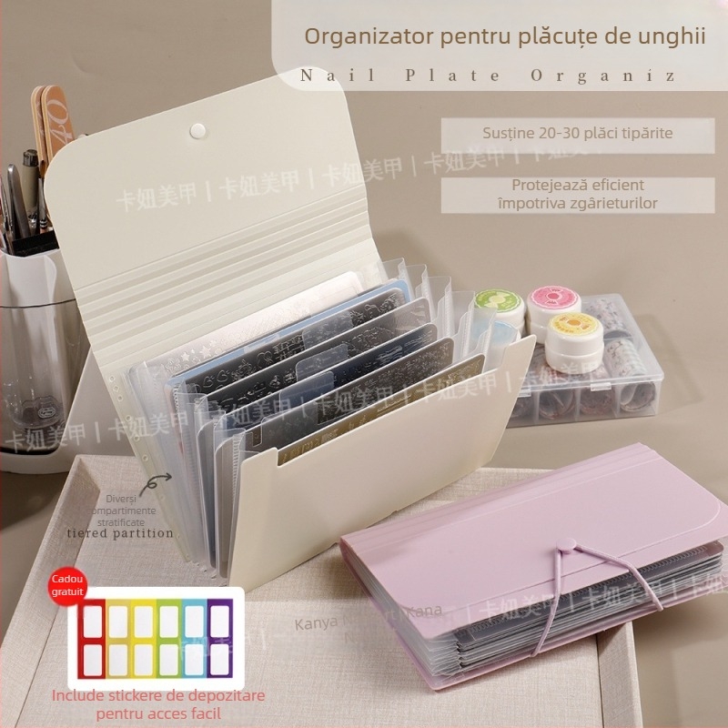 Cutie organizator pentru autocolante de unghii, pliabilă, rezistentă la praf, transparentă, rezistentă la zgârieturi, din plastic