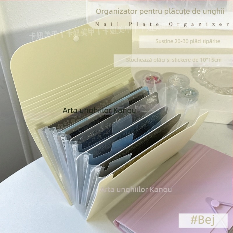 Cutie organizator pentru autocolante de unghii, pliabilă, rezistentă la praf, transparentă, rezistentă la zgârieturi, din plastic