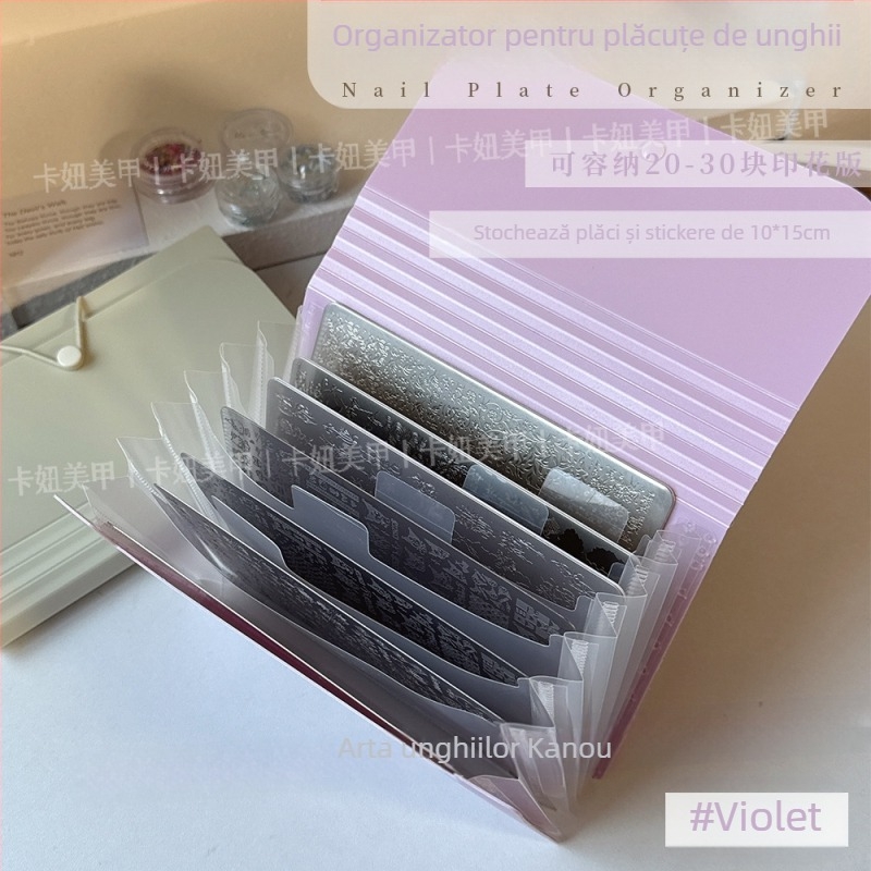 Cutie organizator pentru autocolante de unghii, pliabilă, rezistentă la praf, transparentă, rezistentă la zgârieturi, din plastic