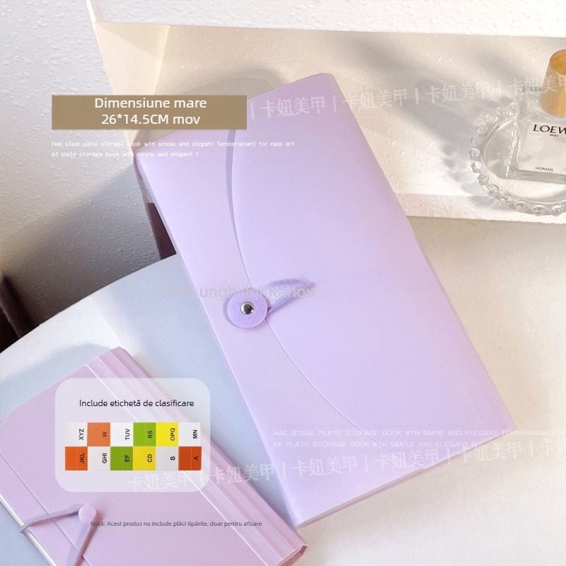 Cutie organizator pentru autocolante de unghii, pliabilă, rezistentă la praf, transparentă, rezistentă la zgârieturi, din plastic