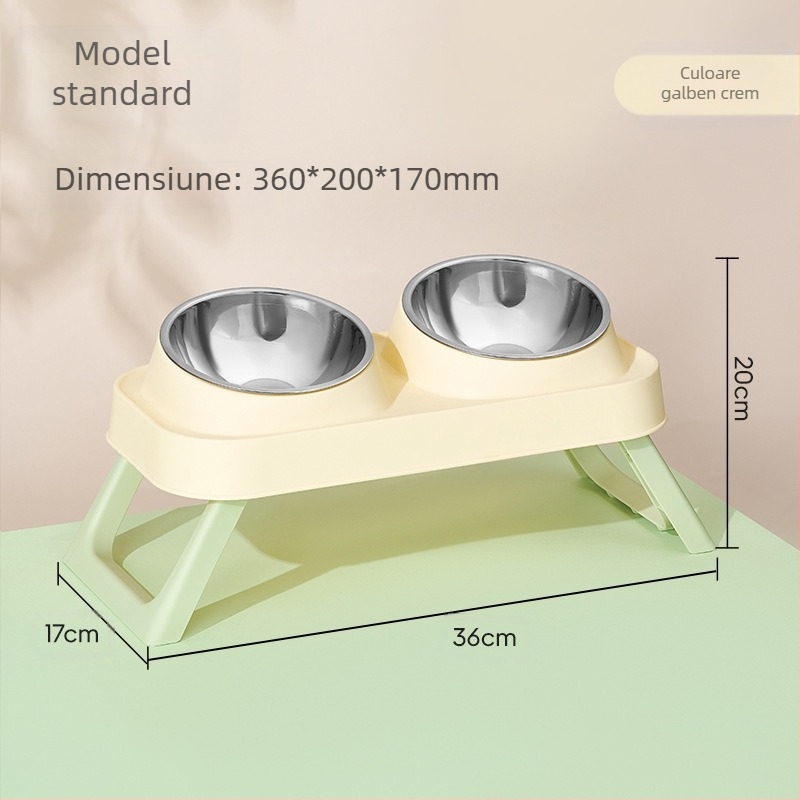 Vas dublu pentru pisici din plastic — unelte de hrănire pentru animale de companie, brand Wangxing Street