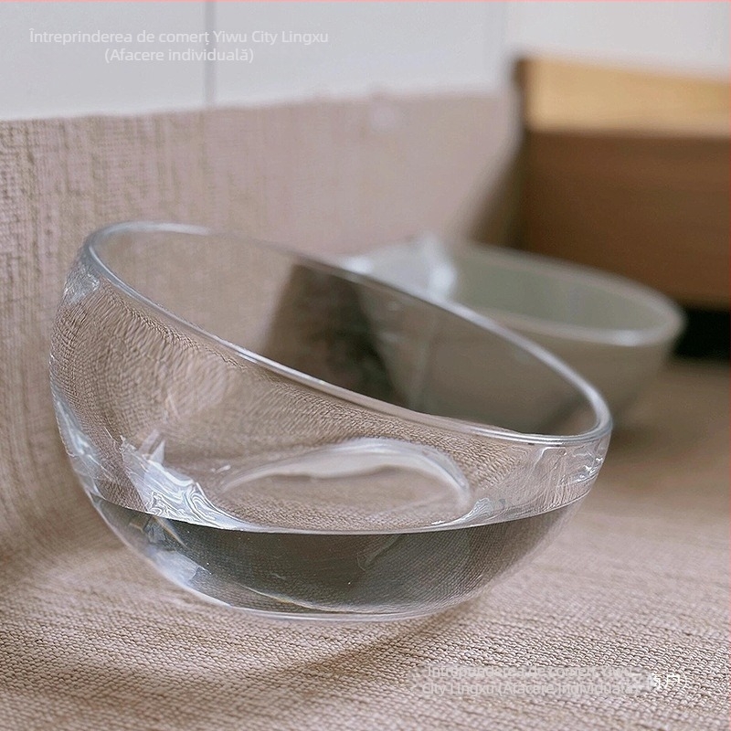 Bol de hrana pisici — din sticlă, anti-vărsare, gură înclinată, model #2235