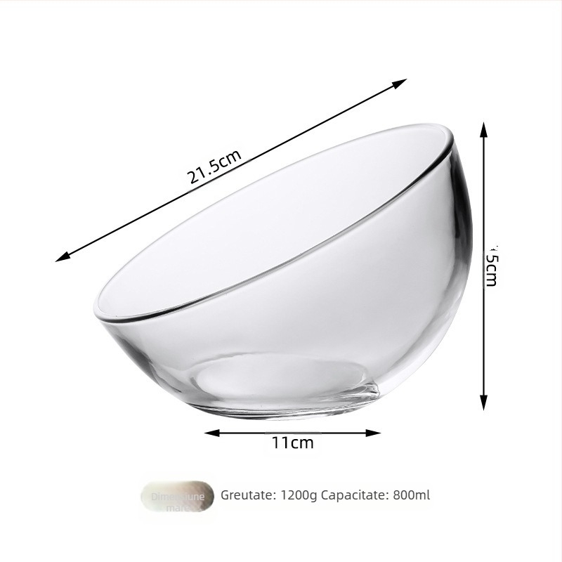 Bol de hrana pisici — din sticlă, anti-vărsare, gură înclinată, model #2235