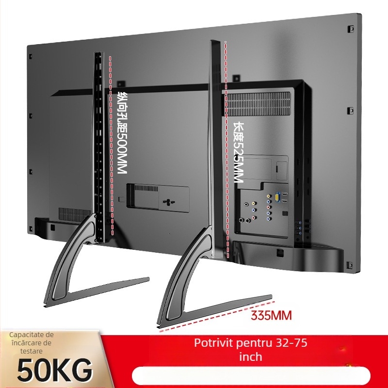 Bază pentru televizor pentru înălțare – universală, fără găuri, suport LCD de birou KT06, oțel, compatibil Smart TV