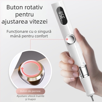 Polizor pentru unghii TMS-025 | Plastic, 136 g, Include unitatea principală, cap de șlefuit, cablu de încărcare, manual de instrucțiuni