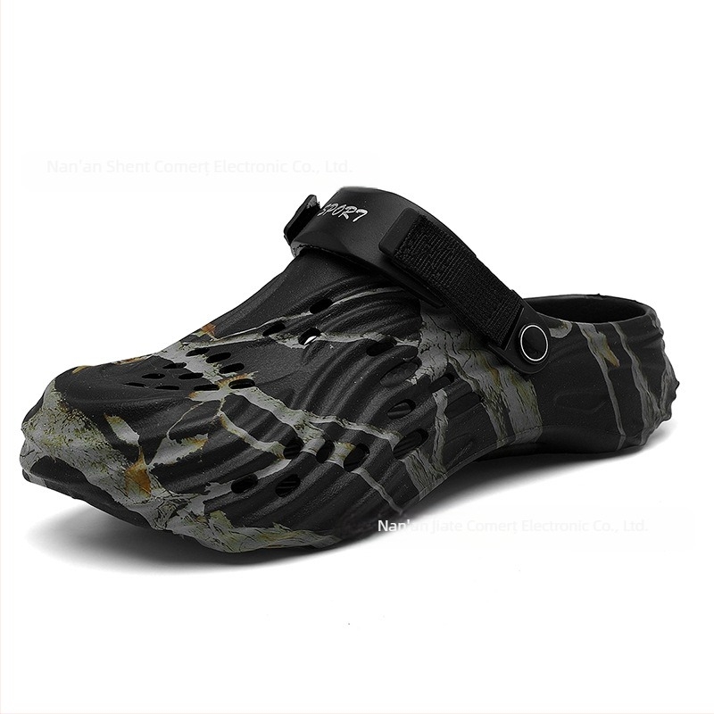 Sandale de plajă pentru bărbați, slip-on, EVA respirabilă, vârf rotund, Toe Cap, talpă 4 cm