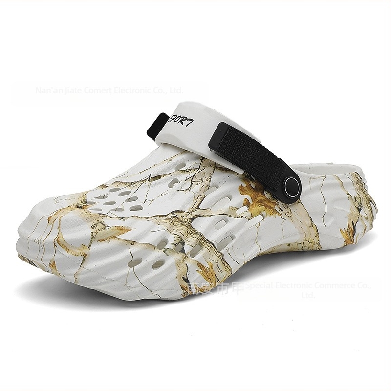 Sandale de plajă pentru bărbați, slip-on, EVA respirabilă, vârf rotund, Toe Cap, talpă 4 cm