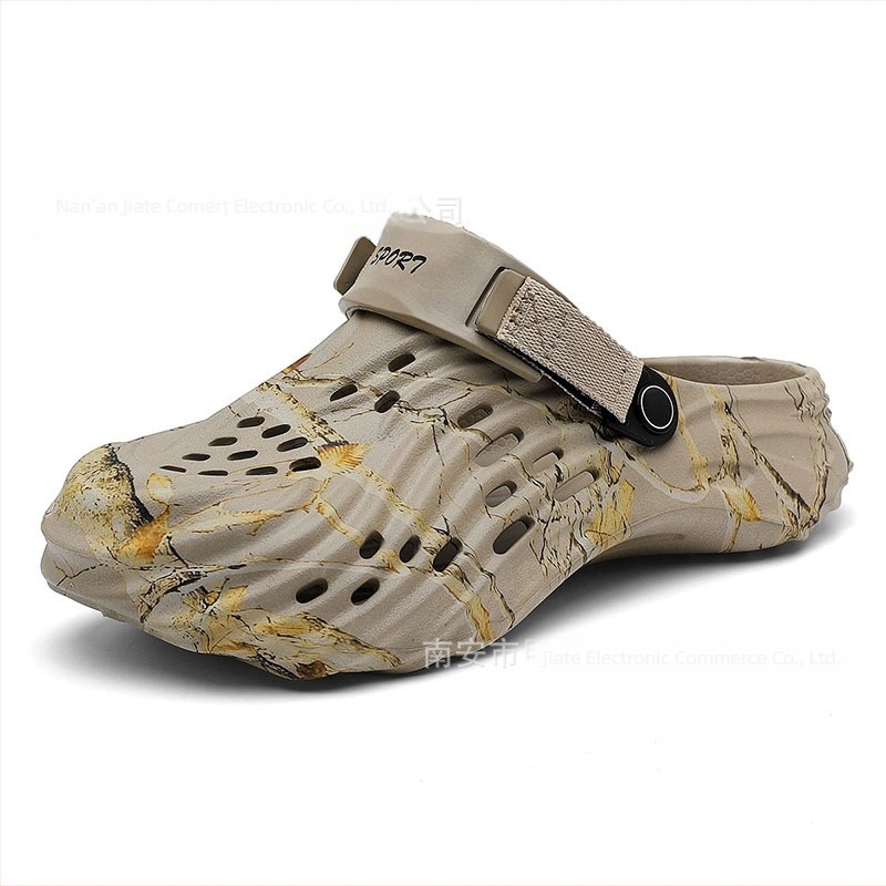 Sandale de plajă pentru bărbați, slip-on, EVA respirabilă, vârf rotund, Toe Cap, talpă 4 cm