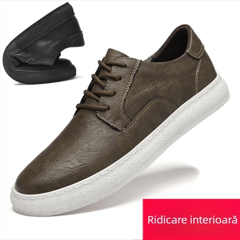 Adidași pentru bărbați: piele de vițel cu două straturi, respirabili, profil redus, creștere internă a înălțimii, închidere cu șiret, talpă compozită