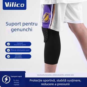 Genunchiere respirabile din poliester, protecție anti-alunecare a patellei, pentru baschet și ciclism