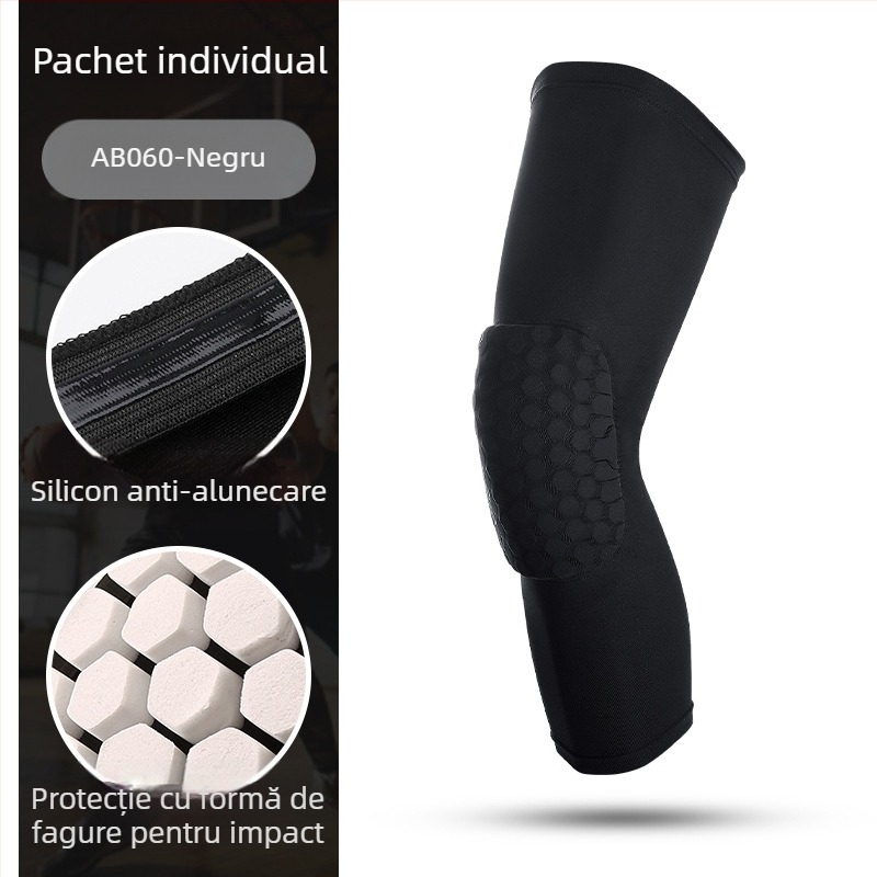 Genunchiere respirabile din poliester, protecție anti-alunecare a patellei, pentru baschet și ciclism