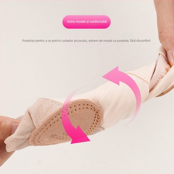 Pantofi de dans - talpă din piele, partea superioară din pânză, Balet & Dans modern, Pentru copii (Fete), Echilibru