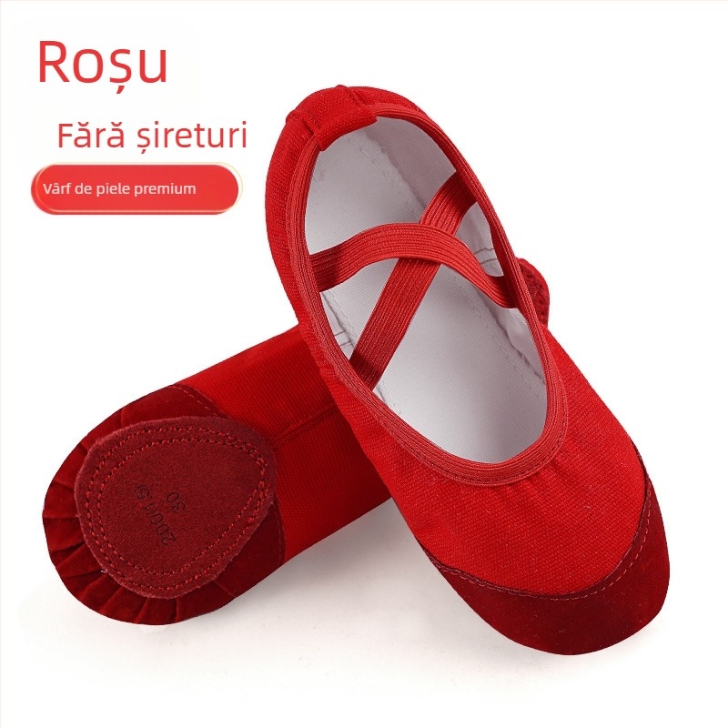 Pantofi de dans - talpă din piele, partea superioară din pânză, Balet & Dans modern, Pentru copii (Fete), Echilibru