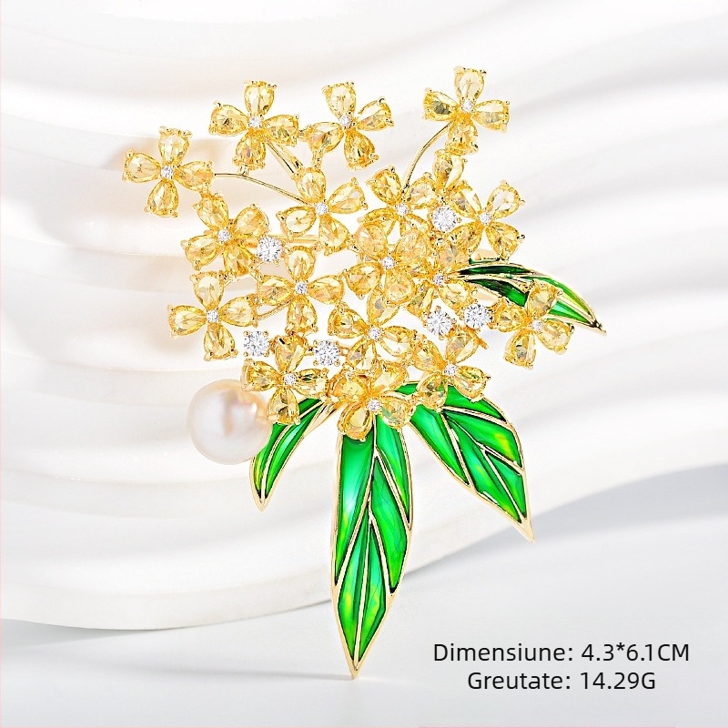 Broșă Osmanthus de toamnă – design excepțional, creativ, accesoriu corsaj de lux pentru ținute moderne