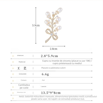 Broșă florală din cupru, Liyu Accessories, placată electro, stil lux feminin
