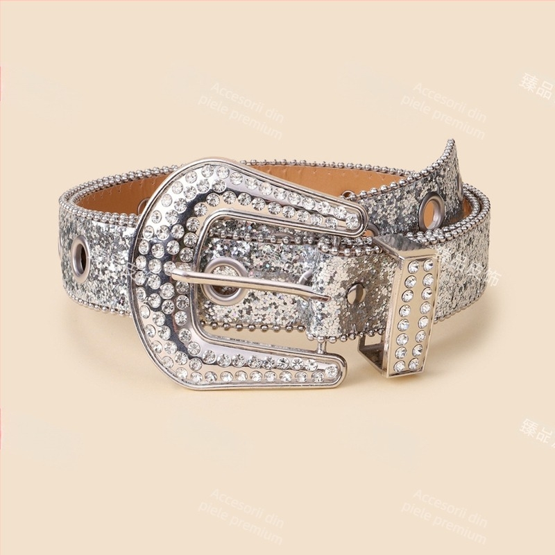 Centură de talie pentru femei cu strasuri, din PU, cataramă cu pin, lățime 2-4 cm, INS stil