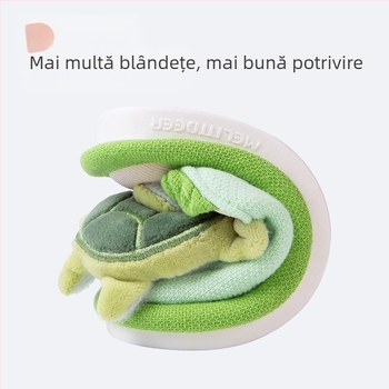 Slapi pentru copii din material textil (vârsta 1–6), Model cartoon, Partea superioară din material tricotat cu aer, talpă PVC, Deer Milly