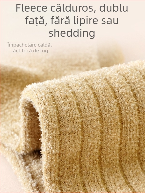 Șosete pentru copii de iarnă căptușite cu fleece, groase și călduroase, design cu tub lung, respirabile și absorbante, model desen animat