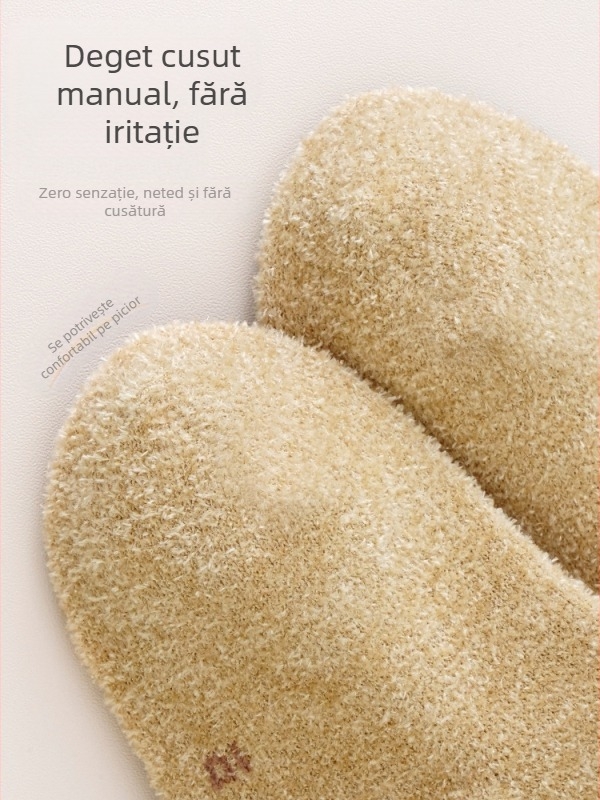 Șosete pentru copii de iarnă căptușite cu fleece, groase și călduroase, design cu tub lung, respirabile și absorbante, model desen animat