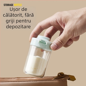 Baizun BX1150 Cutie Portabilă pentru Lapte Prah Bebeluți cu Capac Dublu, Dispenser pentru Lapte Praf, Funcționare cu O Mână, Pentru Ieșiri, Potrivită de la Nou-născuți până la 3 Ani
