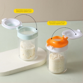 Baizun BX1150 Cutie Portabilă pentru Lapte Prah Bebeluți cu Capac Dublu, Dispenser pentru Lapte Praf, Funcționare cu O Mână, Pentru Ieșiri, Potrivită de la Nou-născuți până la 3 Ani