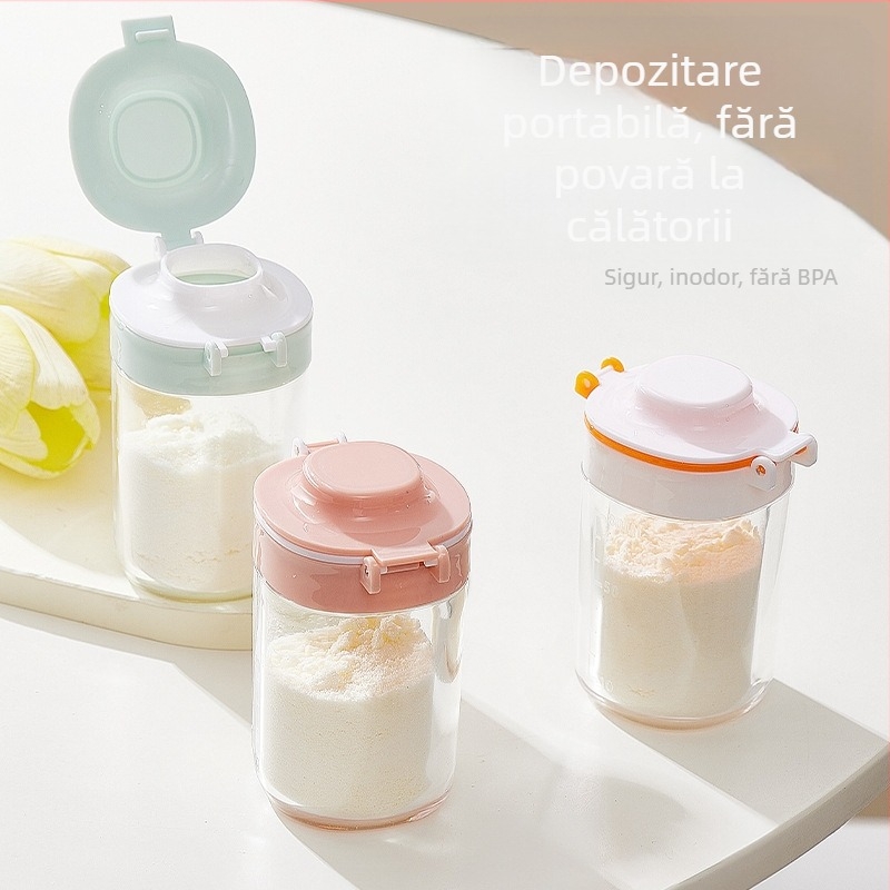 Baizun BX1150 Cutie Portabilă pentru Lapte Prah Bebeluți cu Capac Dublu, Dispenser pentru Lapte Praf, Funcționare cu O Mână, Pentru Ieșiri, Potrivită de la Nou-născuți până la 3 Ani