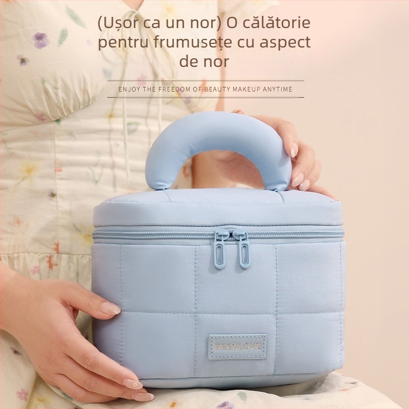 Geantă de machiaj, cu design cubic, din poliester, multifuncțională, spațiu de stocare pentru călătorii și cosmetice