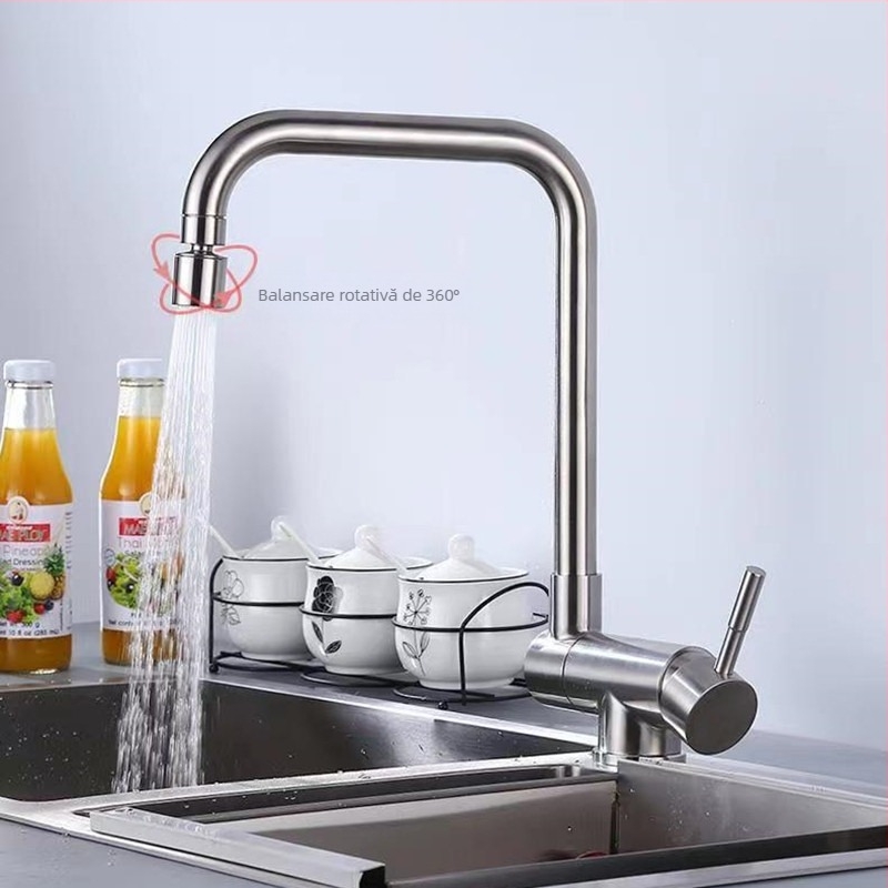 Robinet de bucătărie din oțel inoxidabil, model 7875, montaj vertical, cartuș ceramic al valvei