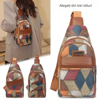 Geantă crossbody din piele artificială Snow Love Kangaroo, stil mix‑and‑match, Primăvara 2025, pentru călătorii de agrement