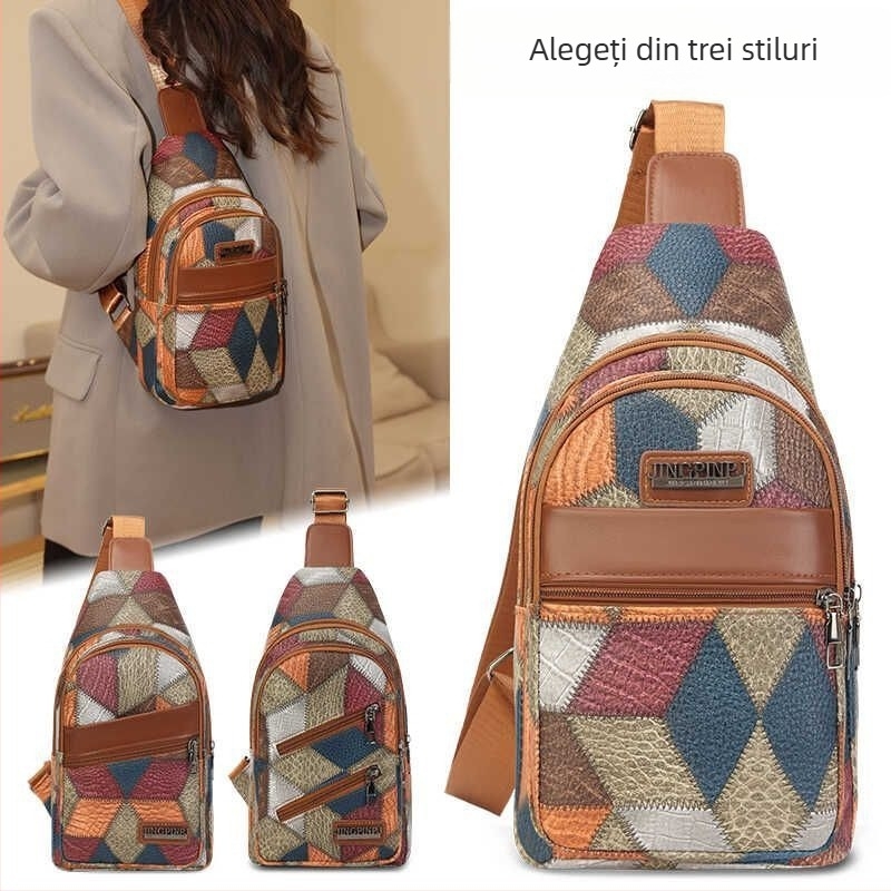 Geantă crossbody din piele artificială Snow Love Kangaroo, stil mix‑and‑match, Primăvara 2025, pentru călătorii de agrement